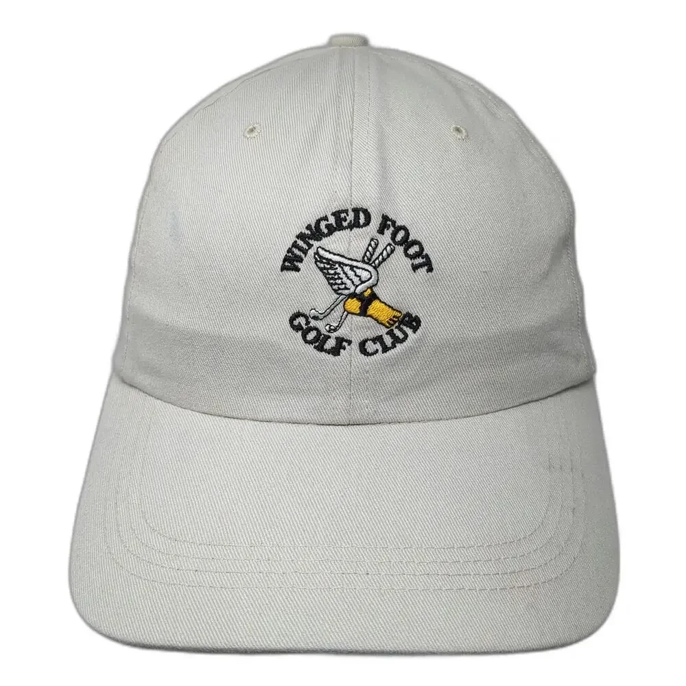 Ahead Winged Foot Golf Club Hat Baseball Cap Beige One Size Slideback Sports